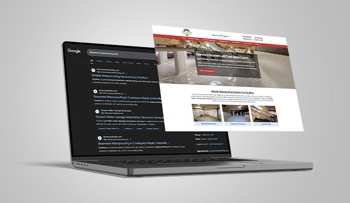 Google rankings and website preview mockup
