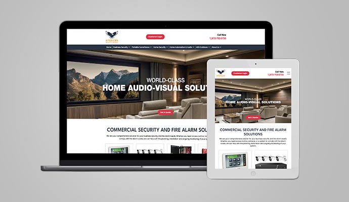 Website content mockup on a laptop and tablet