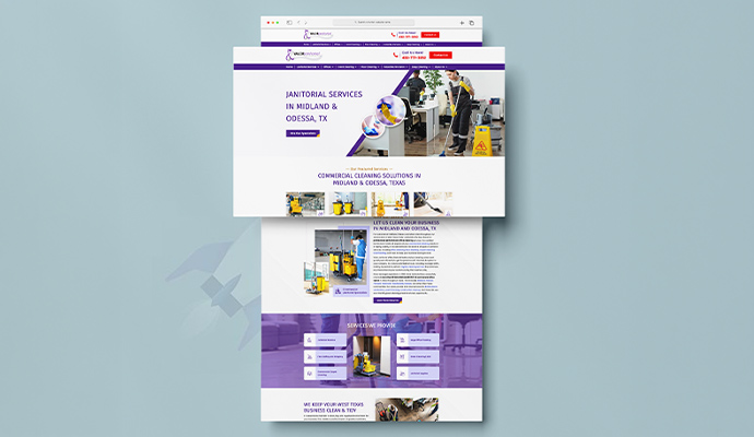 Valor Janitorial Midland website view